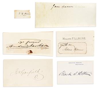 (PRESIDENTS.) Group of 11 Signatures, most clipped: James Madison * John Quincy Adams * Andrew Jackson * Millard Fillmore * James A. Ga